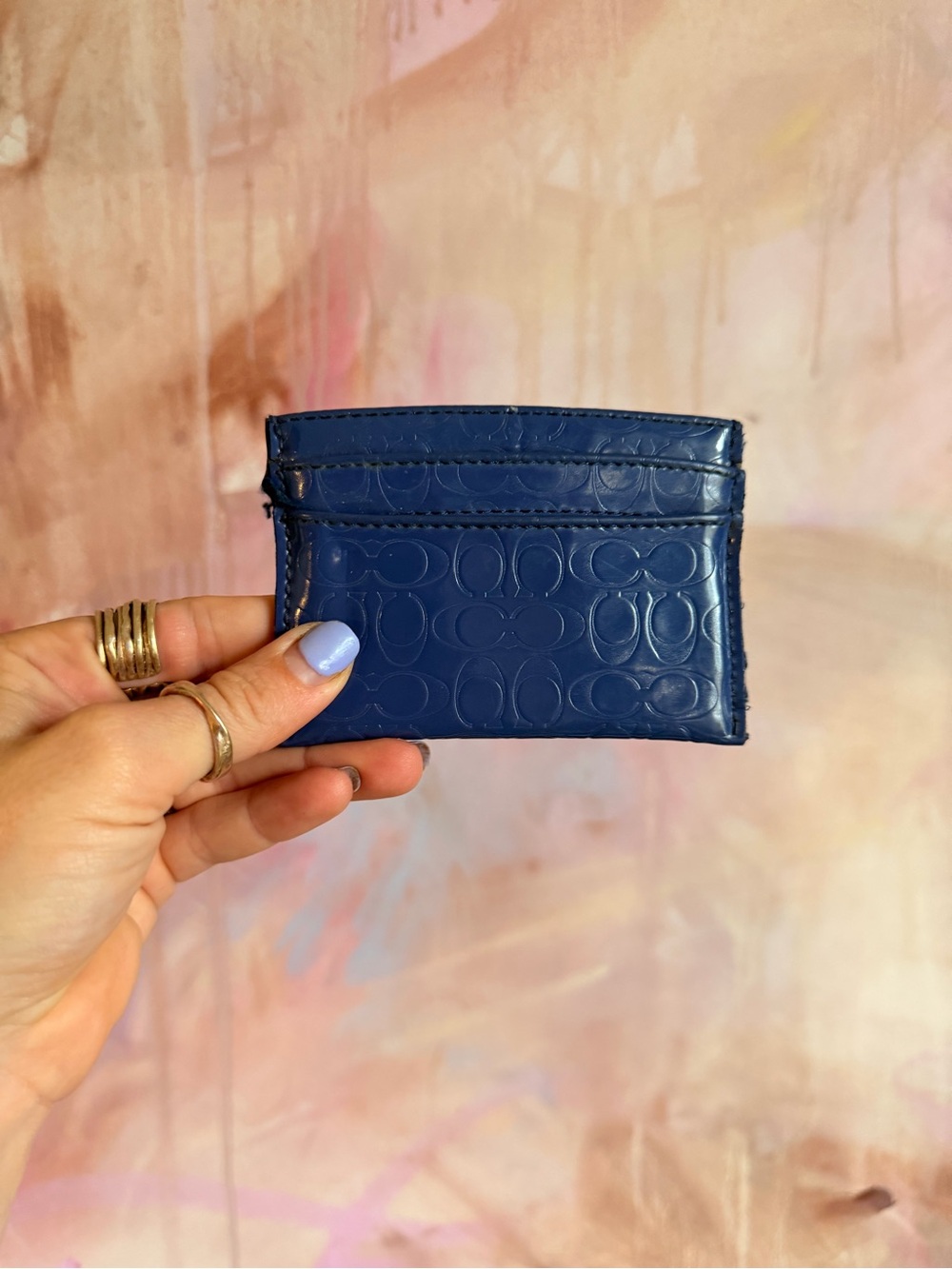 Coach Blue Patent Leather Card Holder